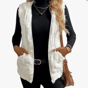 Fuzzy fleece (faux fur like) hooded vest
